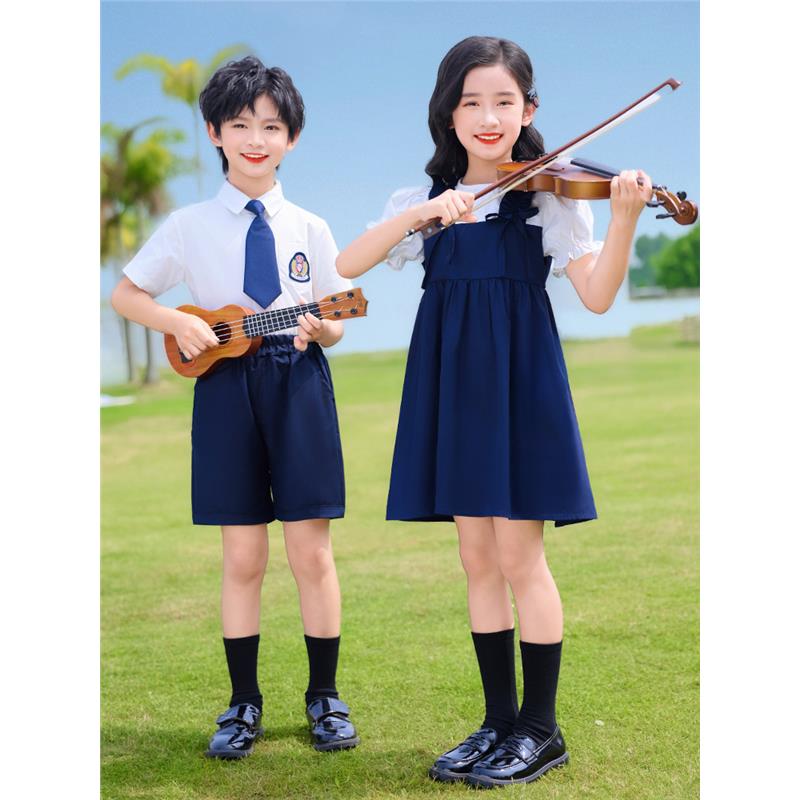 小学生校服英伦风套装夏季短袖运动会两件套幼儿园园服毕业照服装