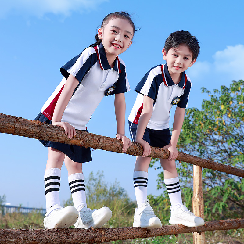 幼儿园服班服英伦学院风夏季新款老师男女童中小学生校服短袖套装