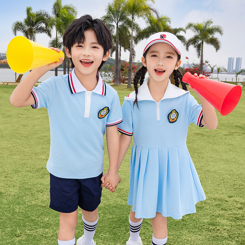 小学生校服夏装学院风儿童运动班服纯棉夏季幼儿园园服套装老师服
