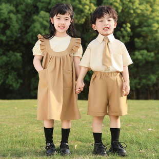 儿童夏季连衣裙演出服男童运动会合唱团衬衫女童六一儿童节表演服