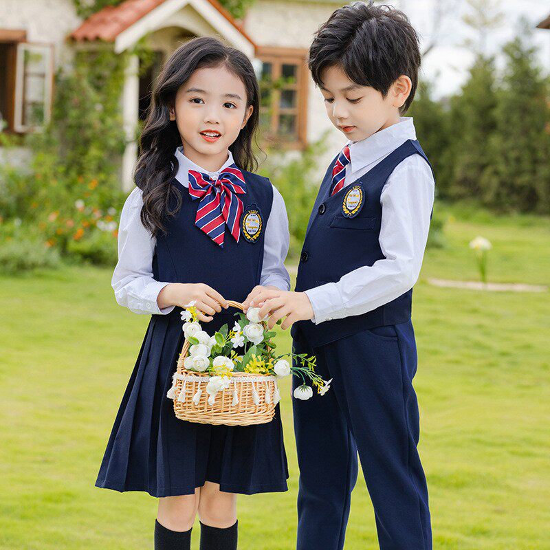 儿童合唱服小学生班服秋马甲西装校服三件套英伦风女童朗诵演出服