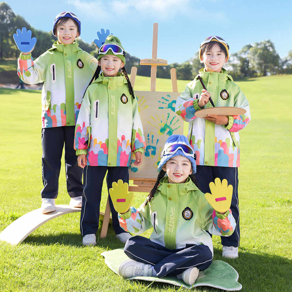 校服小学生小孩冲锋衣套装运动会服装中学生班服幼儿园园服春秋款