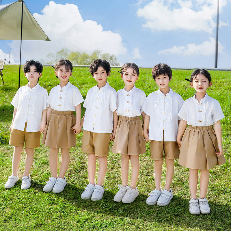 幼儿园园服夏季新中式套装一年级小学生运动会开幕式儿童合唱班服
