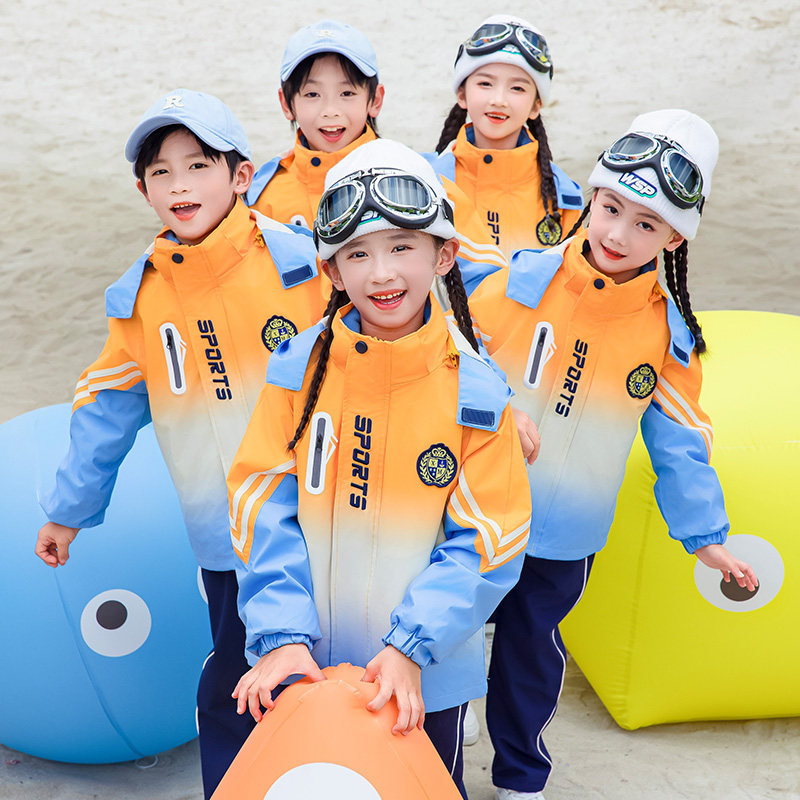 幼儿园运动会秋冬冲锋衣中小学生校服学院风二年级班服表演服套装