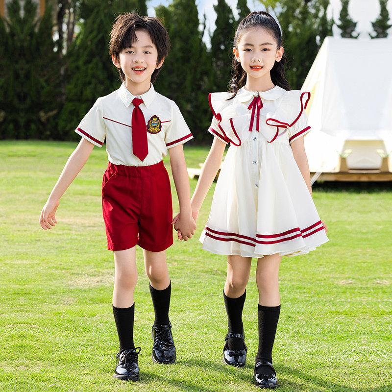 小学生合唱演出服夏季班服套装毕业服装女连衣裙幼儿园六一表演服