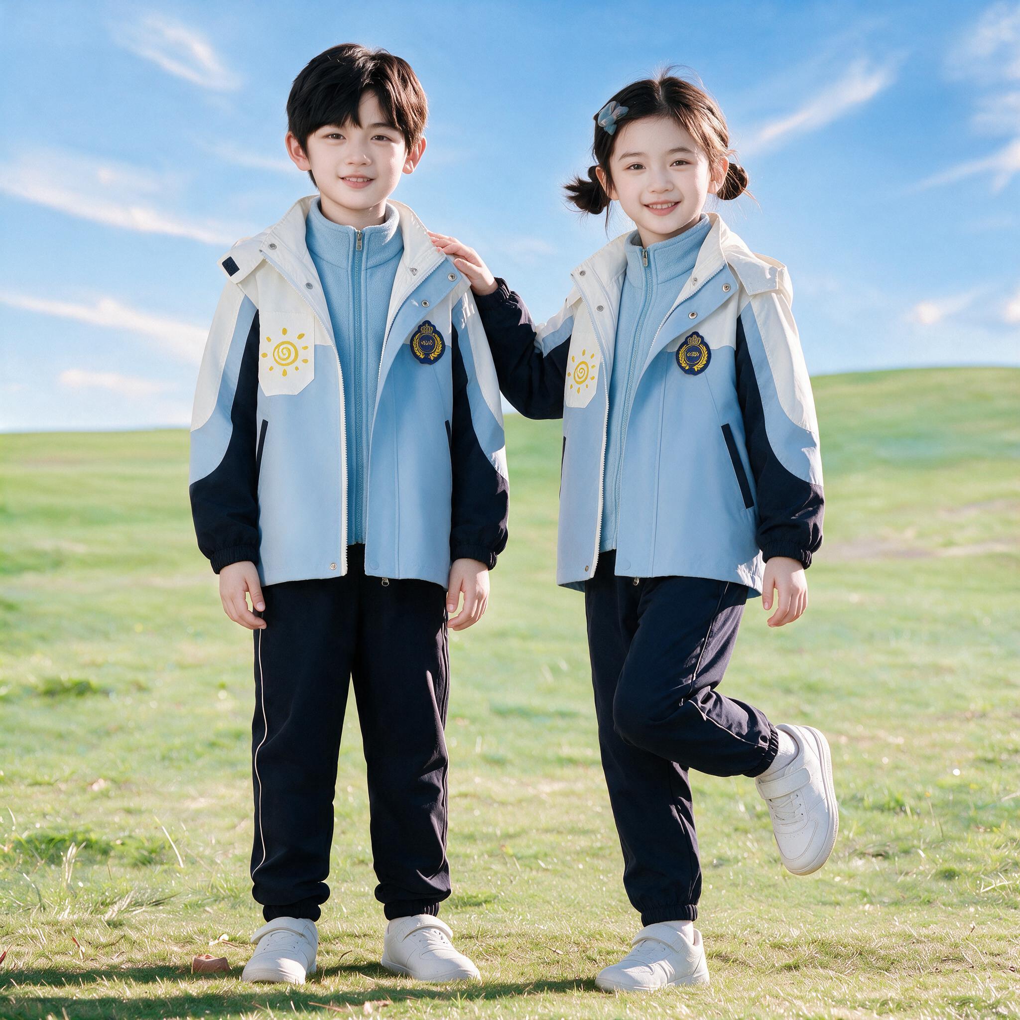 秋冬女童园服冲锋衣五件套外套