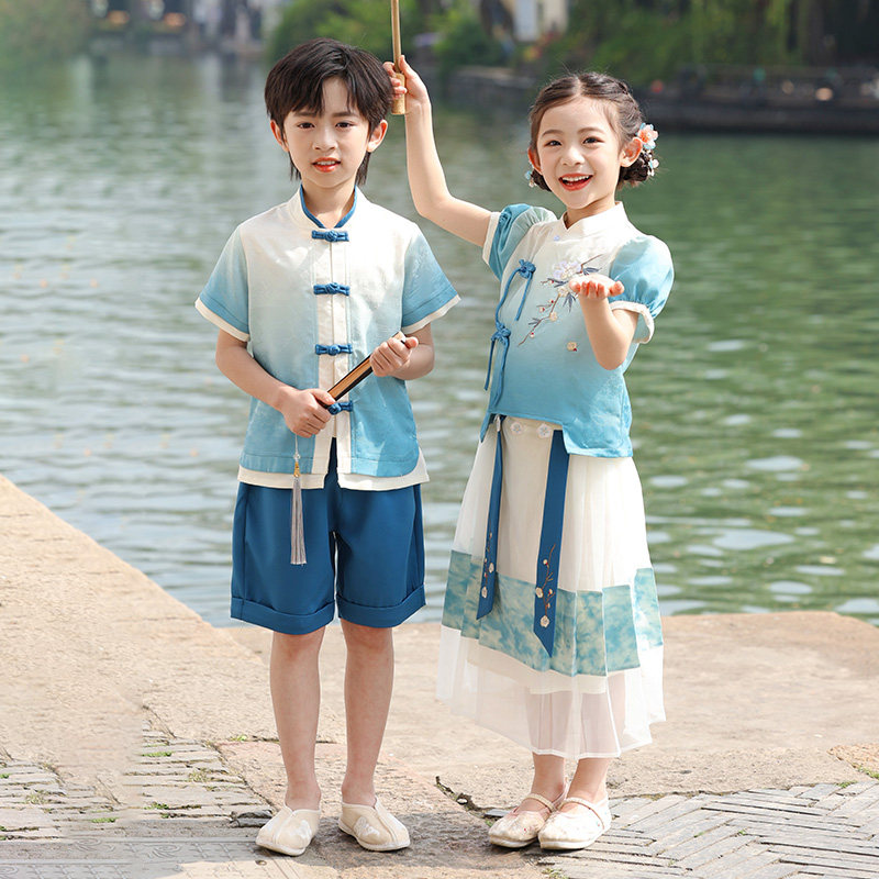 幼儿园园服六一夏季中小学生国学唐装锦绣兰装汉服表演服装毕业照