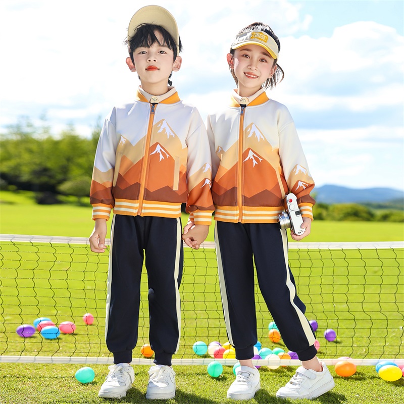 幼儿园园服春秋季2025新款学院风班服运动会表演服小学生棒球服橙