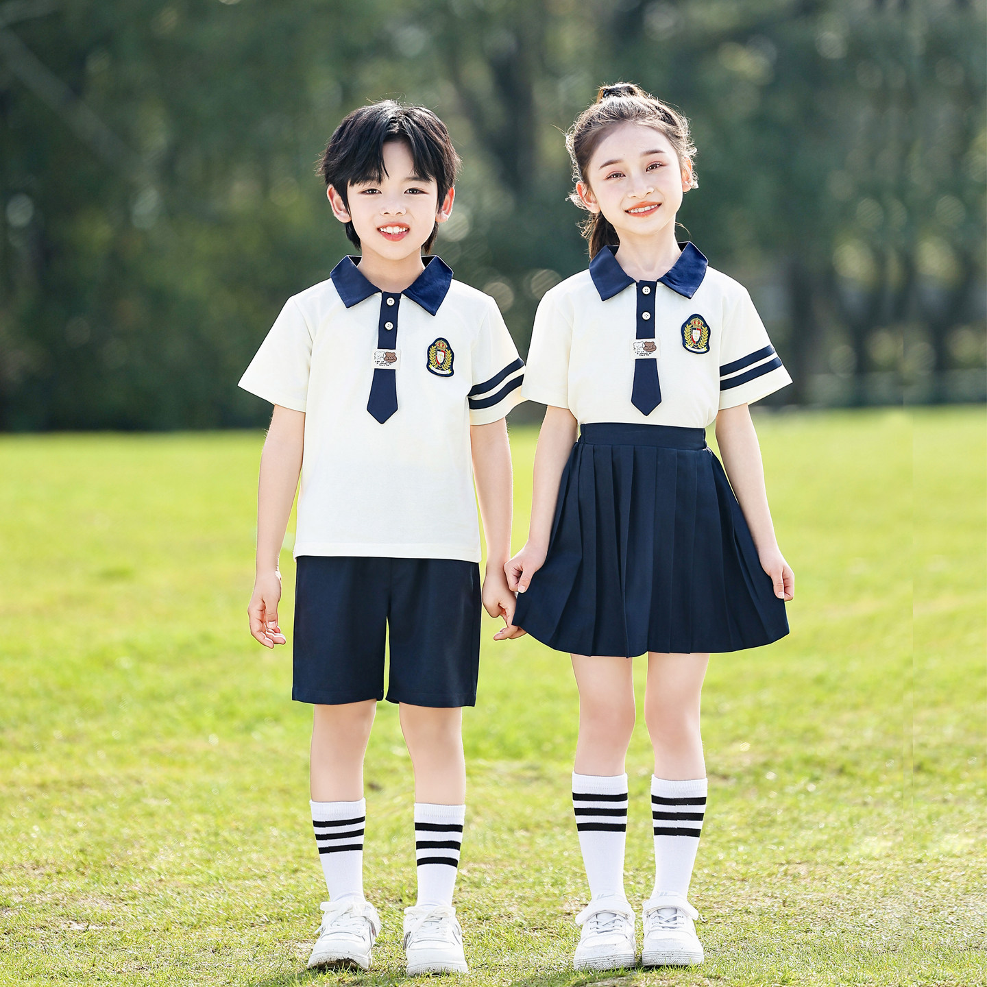 夏季透气学院风小学生校服套装