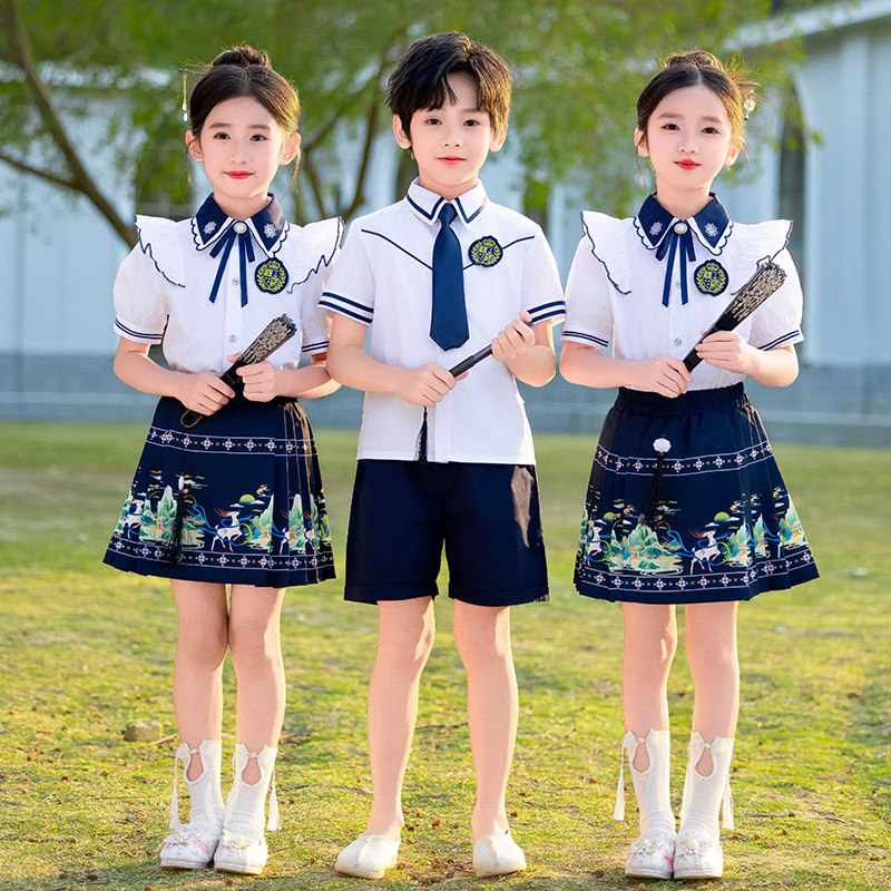 汉服男童2025春夏新款国风高级古装中式女童超仙古风唐装短裙夏装