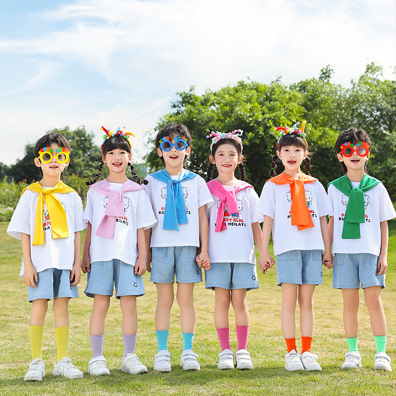 六一儿童啦啦队演出服糖果色幼儿园毕业照服小学生运动会团体班服
