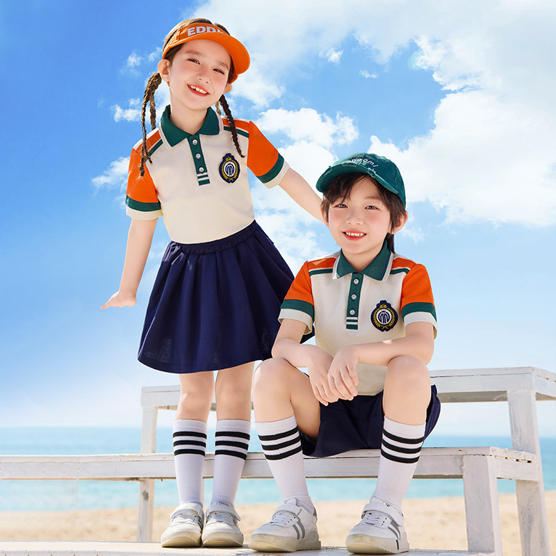 幼儿园园服夏装小学生校服套装三件套毕业班服夏季运动会服装短袖