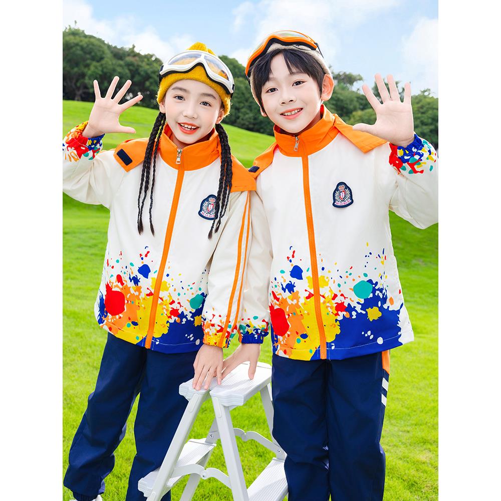 新款秋冬小学生开学班服一年级幼儿园服彩虹运动套装英伦风团体服