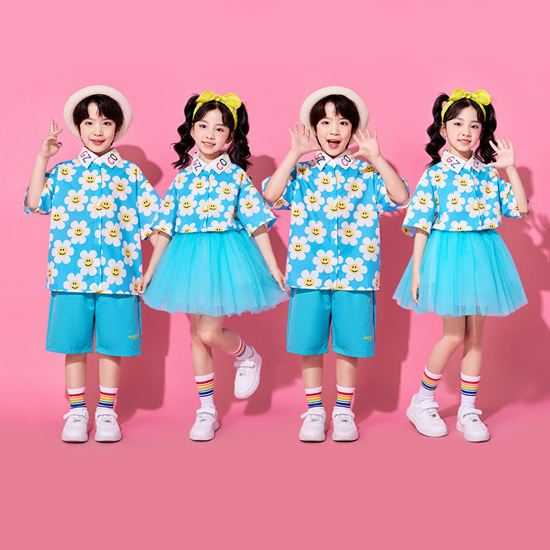 六一儿童演出服小学生合唱服表演运动会花朵衬衫啦啦操幼儿园班服