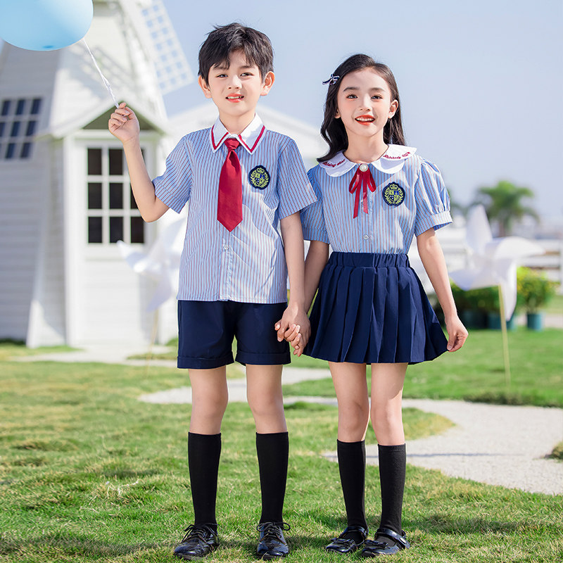 幼儿园园服套装一年级订制夏季短袖儿童班服英伦学院风小学生校服