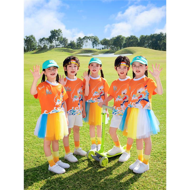幼儿园园服夏季短袖学院风六一表演服啦啦队服装小学生校服班服新