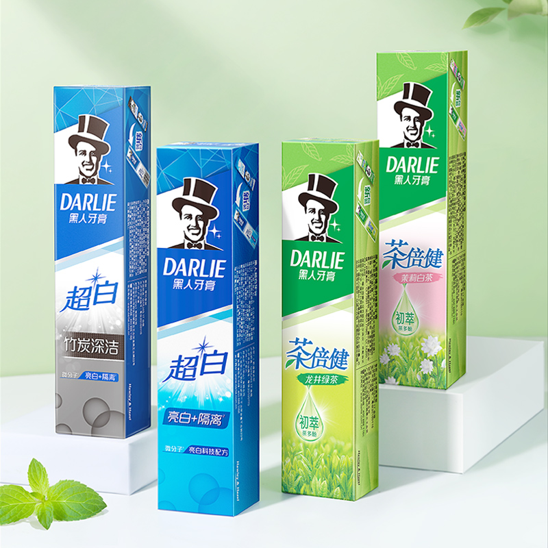 DARLIE好来(原黑人)牙膏超白茶家庭家用套装190g*4支洁齿清新亮齿