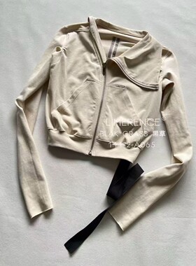 RICK OWENS DRKSHDW 经典斜拉链高领长袖外套小开衫欧阳娜娜同款