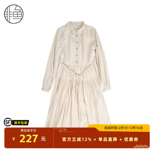 非鱼2024冬季文艺气质女装连衣裙收腰显瘦女裙子百搭中长款裙