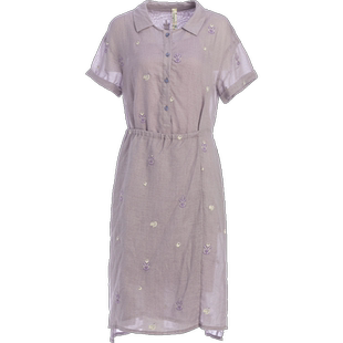 非鱼夏季新款中长款文艺清新绣花连衣裙原创小众女装中长款裙