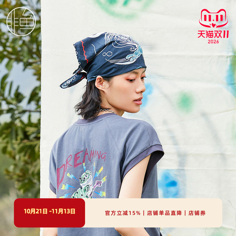 非鱼百搭多彩方巾印花新款头巾