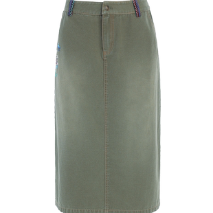 非鱼秋季新款复古水洗牛仔半裙中长直筒裙子简约百搭半身裙