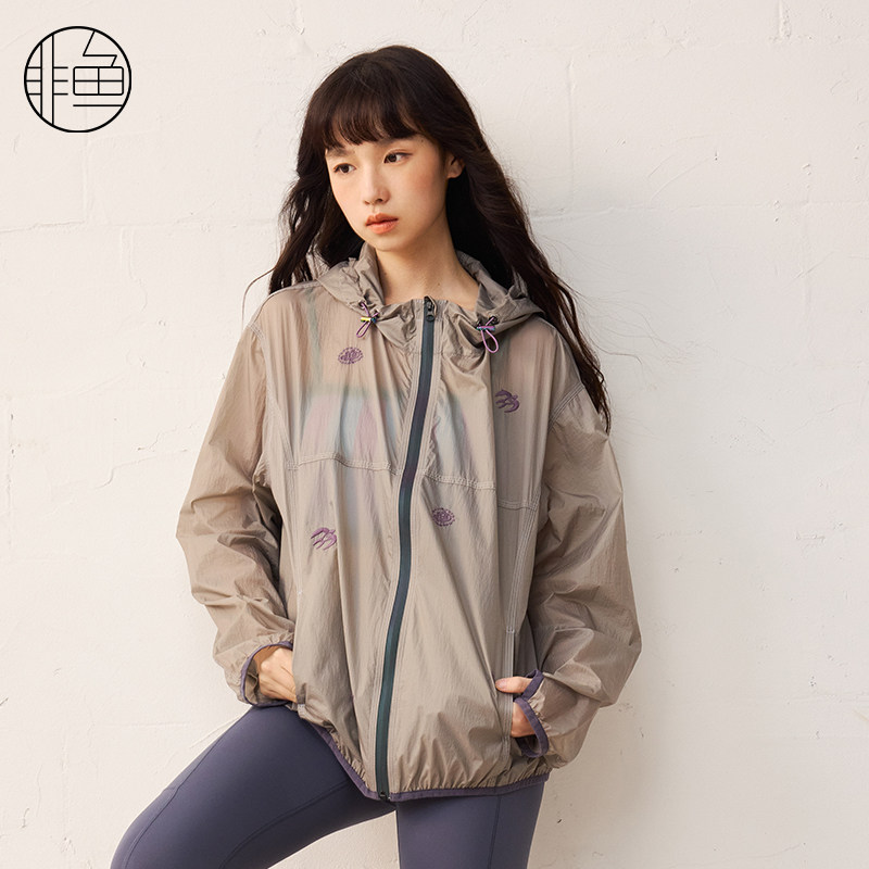 非鱼户外运动感轻薄外套25春季新款文艺刺绣女装上衣亲肤皮肤衣