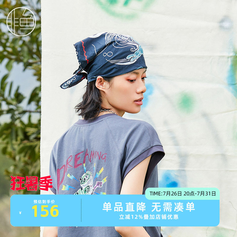 非鱼百搭多彩方巾印花新款头巾