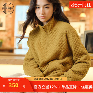 非鱼2025秋冬新款卫衣外套文艺复古套头衫单穿打底女装立领上衣