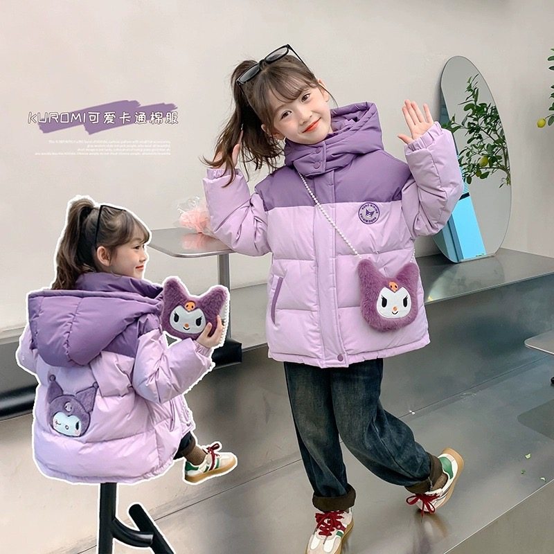 女童库洛米棉衣外套秋冬新款女孩羽绒棉服大童拜年服礼服加厚棉袄