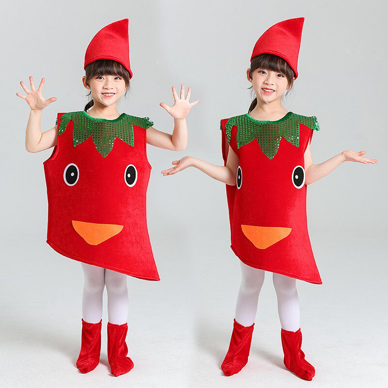 六一儿童节演出服蔬菜水果服装幼儿园环保时装秀表演服亲小辣椒服
