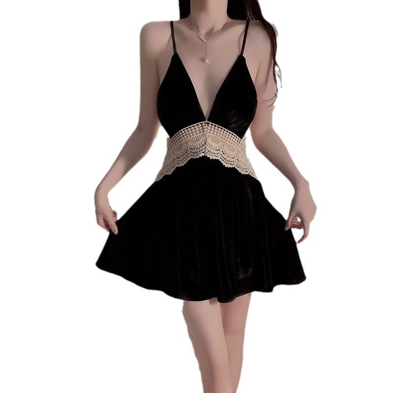 性感金丝绒睡衣秋冬新款胸垫吊带睡裙套装睡袍蕾丝两件套家居服,女士内衣/男士内衣/家居服,睡袍/浴袍,淘宝优惠券,粉丝福利购,淘宝优惠卷