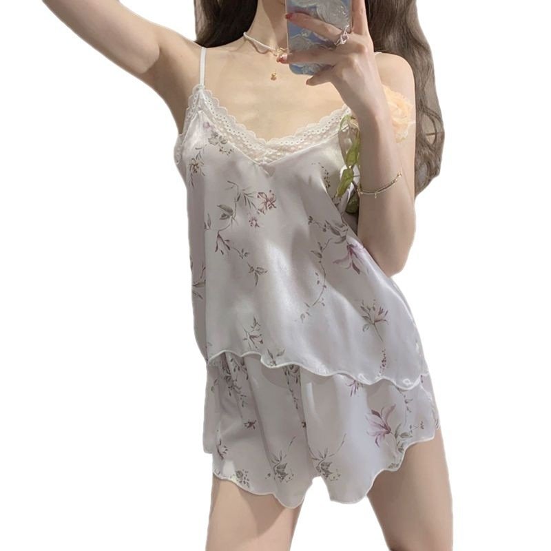 大码睡衣女夏季ins风冰丝吊带短裤两件套薄款甜美家居服,女士内衣/男士内衣/家居服,睡袍/浴袍,淘宝优惠券,粉丝福利购,淘宝优惠卷