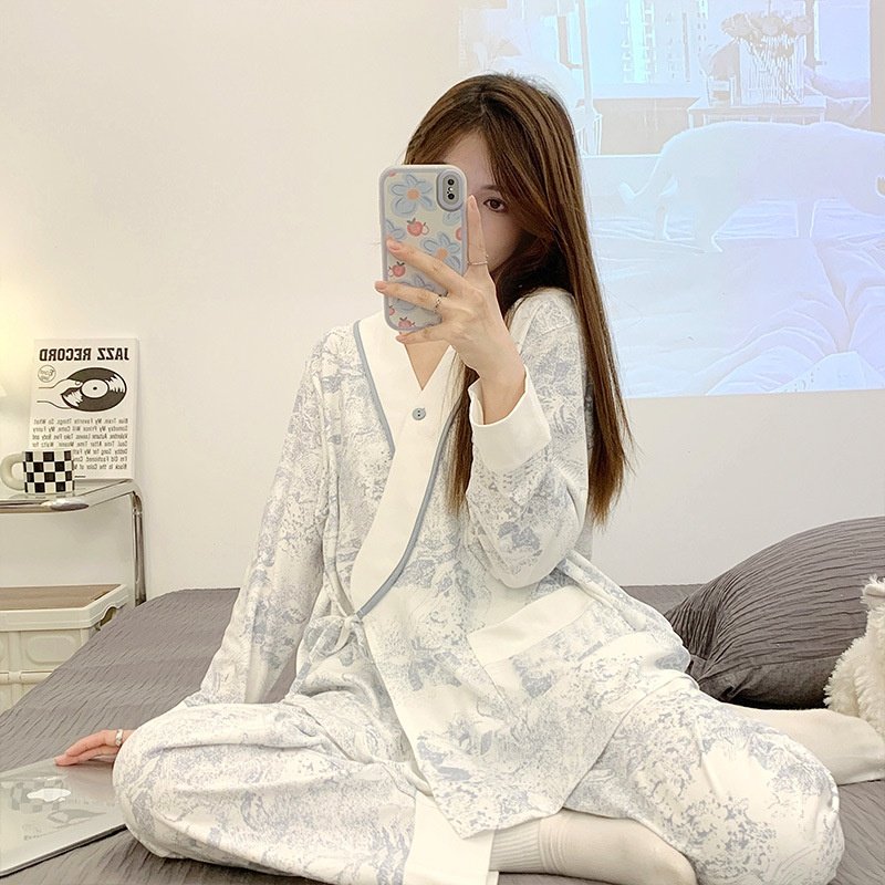 孕妇睡衣吸汗棉质月子服哺乳衣产后家居服住院生产服待产服怀孕服