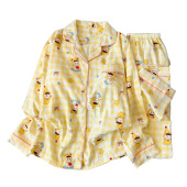 可爱休闲宽松家居服两件套装 长袖 睡衣女卡通小星星春秋季 网红大码