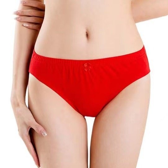 女士三角大红色内裤婚庆本命年结婚纯棉红色大码棉质三角裤高腰