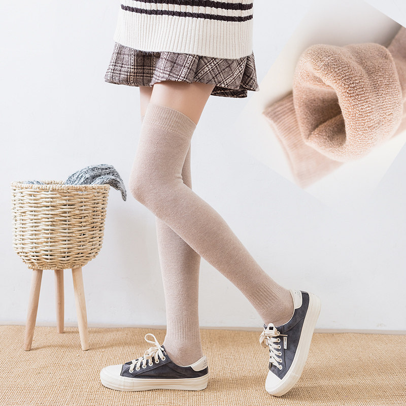 秋冬款学院风韩国加绒大腿过膝袜