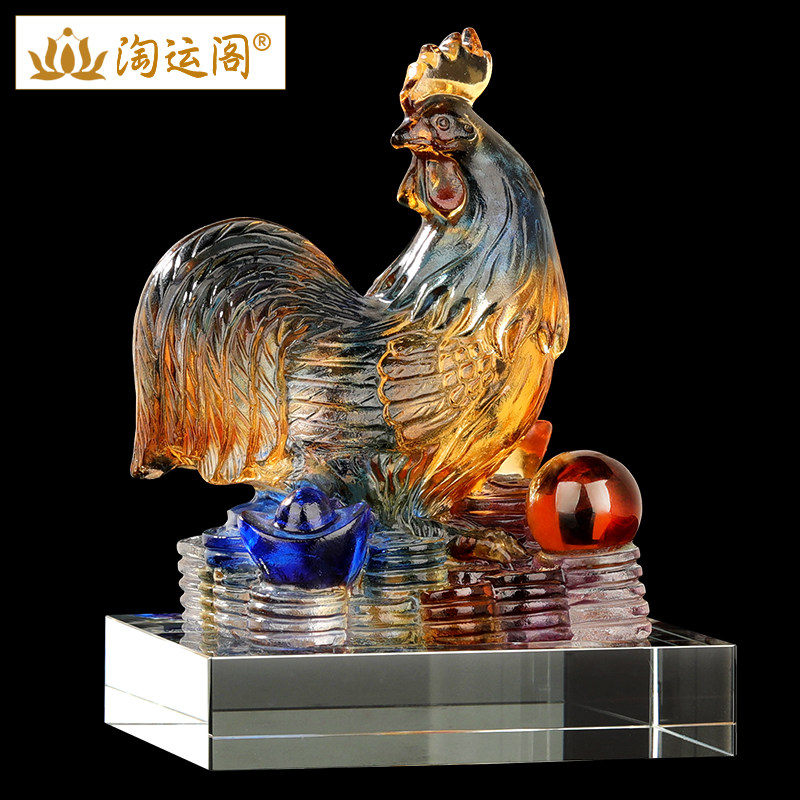 生肖鸡车摆件琉璃香水车载饰品属鸡车内摆设鸡型水晶汽车饰品男女
