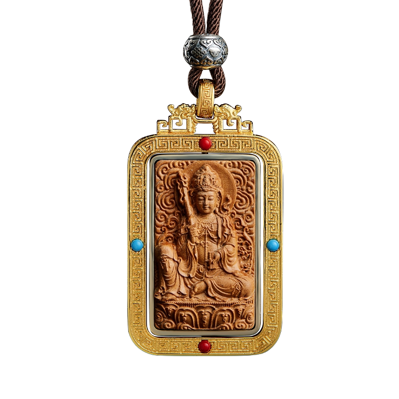 银镶老山檀本命佛吊坠