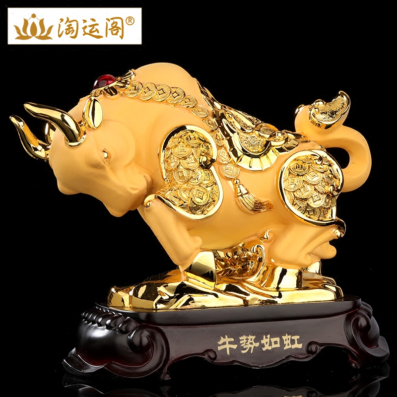 生肖牛摆件2024龙年大金牛饰物牛形牛型办公室吉祥物摆放桌面装饰