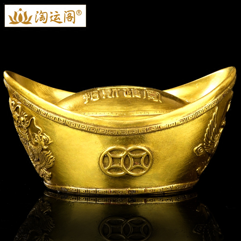 铜制元宝摆件五路财神龙凤黄金万两金元宝工艺品用品礼品大号