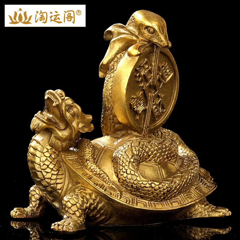 铜制玄武登峰摆件神龟神兽龙头龟乌龟蛇家居吉祥物摆设饰品