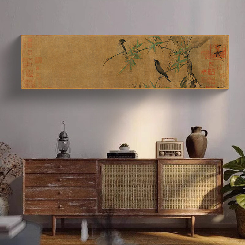 新中式装饰画宋徽宗古典客厅背景墙茶室餐厅壁画酒店民宿仿古挂画