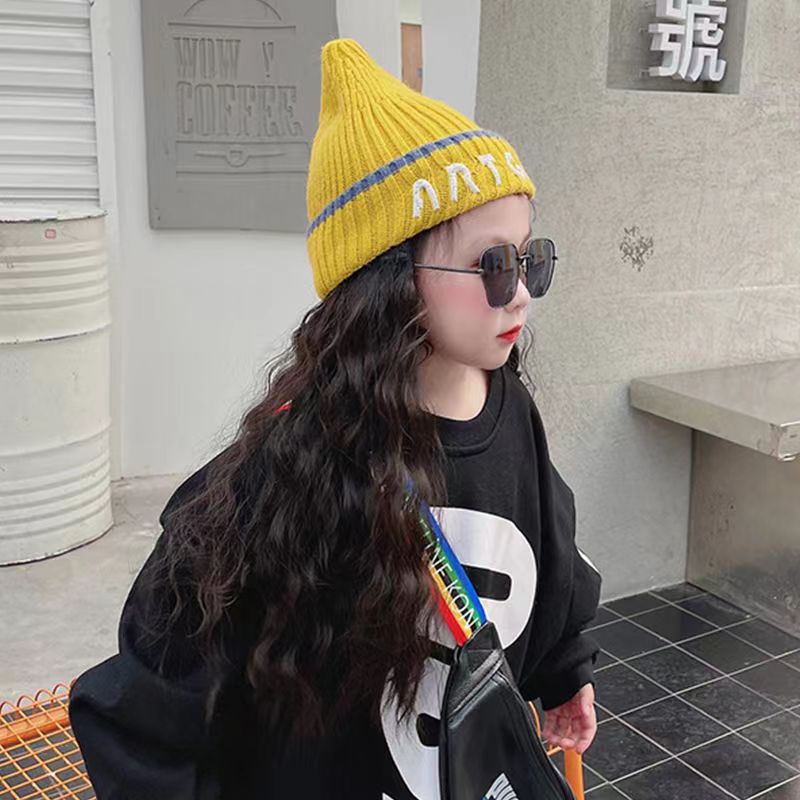 儿童帽子秋冬时尚男童女童小孩婴儿字母针织1-8岁可爱宝宝毛线帽