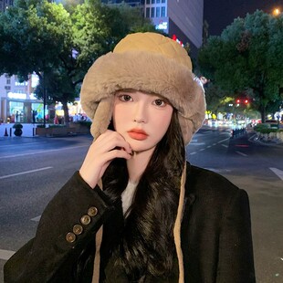 东北护耳雷锋帽冬季北方户外防寒加厚防风渔夫帽女毛绒保暖帽子