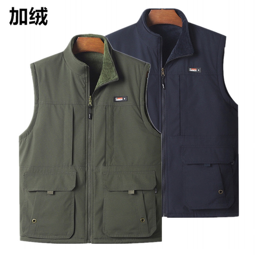 马甲促销加绒加厚保暖立领多口袋