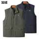 新款 立领多口袋加绒加厚保暖坎肩背心户外防寒马夹 中老年马甲男式