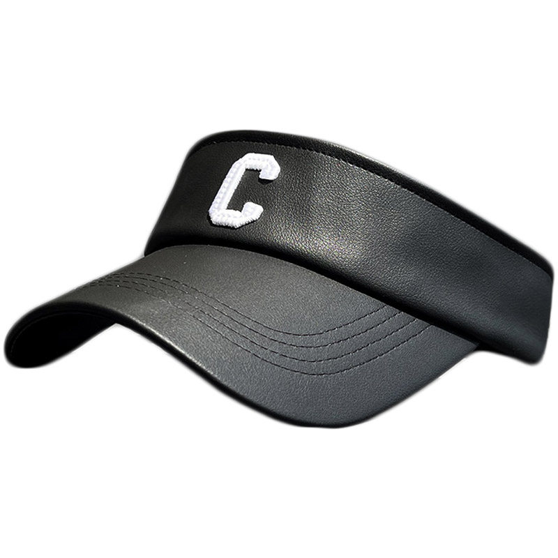 HONG KONG PURCHASING AGENT LEATHER EMBROIDERY C LETTER DUCK TONGUE EMPTY HAT WOMENS SPRING AND SUMMER SUNSCREEN SUNSHADE BENT BRIM TOP HAT