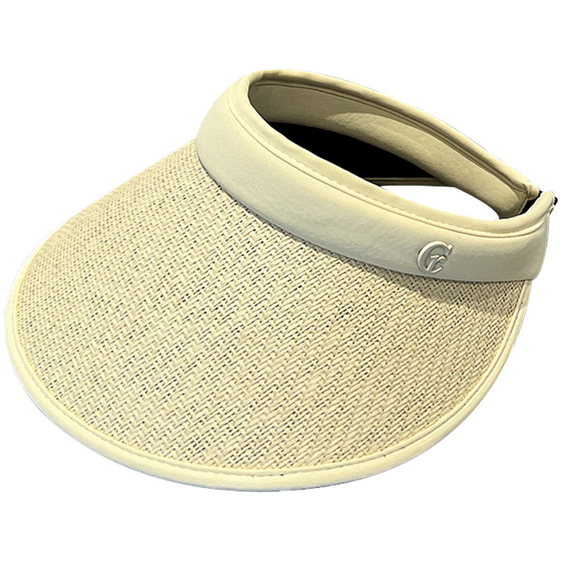 HONG KONG PURCHASING ANTI-ULTRAVIOLET FACE COVER EMPTY HAT WOMENS SUMMER STRAW VINYL SUNSCREEN STRAW HAT LARGE BRIM SUNSHADE HAT