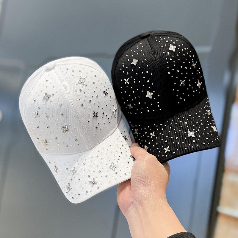HONG KONG PURCHASING STARRY DIAMOND BASEBALL HAT WOMENS KOREAN VERSION OF THE STAR BRIGHT DIAMOND SPRING AND SUMMER CURVED BRIM SHADE CAP
